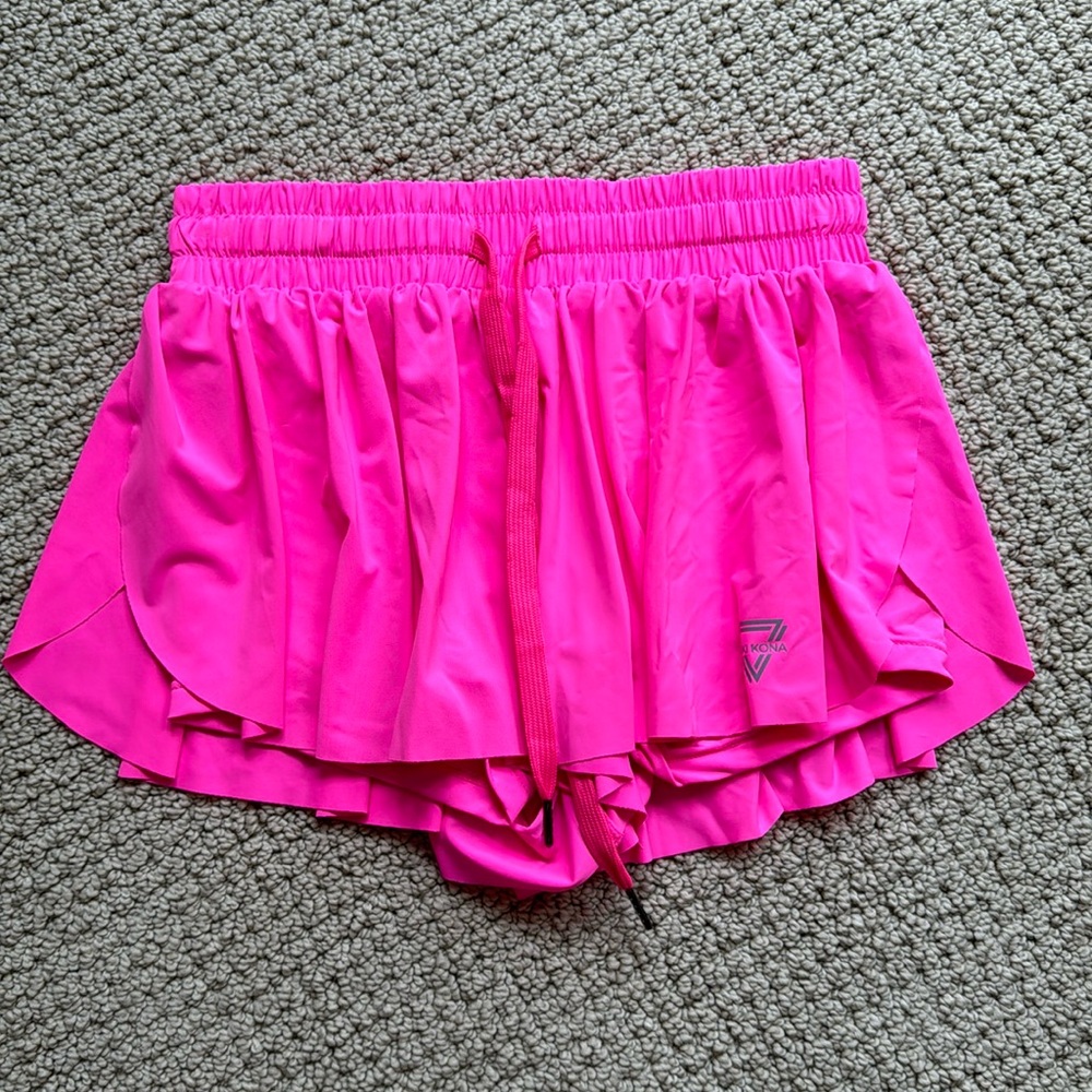 Bright pink Keiki Kona flowy shorts - built in shorts